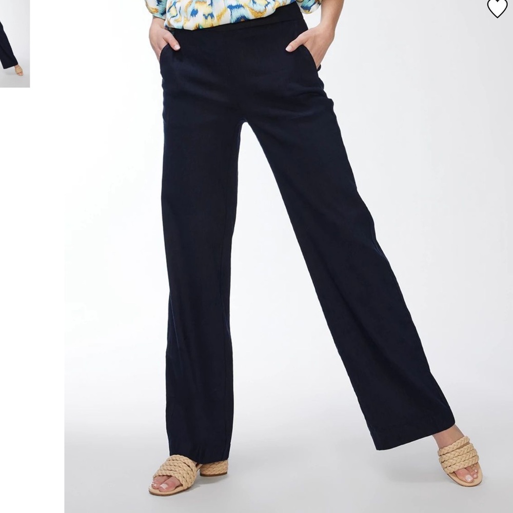 Chico's Navy Wide Leg Linen Pants